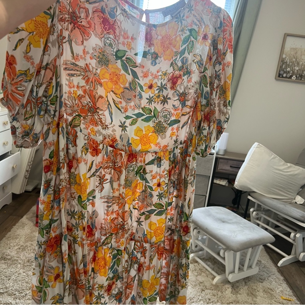 puff-sleeve tiered babydoll prairie summer dress boutique cottagecore milkmaid - Picture 11 of 15